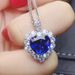 Cao Shi's New Inlaid Navy Blue Heart-shaped Necklace For Women's Fashion OL Temperament Engagement Pendant_ipsvogv.com