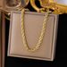 Gold Thick Fried Dough Twists Necklace Women's Ins Fashion 2023 New Design Niche Collar Chain_ipsvogv.com