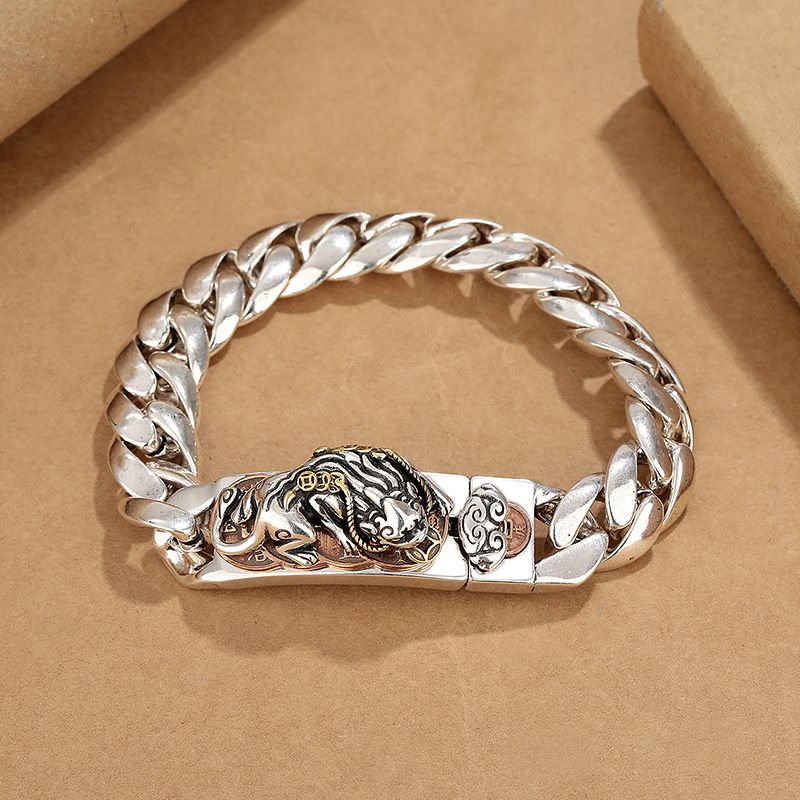 Chinese Style Money Pixiu Bracelet For Men, Bold High-end Niche Design, Wide Version, Unique Cuban Chain Creative Hand_ipsvogv.com