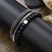 Fashion Personality Volcanic Stone Black Gallstone Elastic Multi-layer Stacking Men's Hip-hop Chain Bracelet Set_ipsvogv.com
