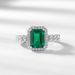 Geometric Cultivated Emerald Light Luxury Ring Female S925 Full Inlaid Colored Gem Twist Finger Ring Retro_ipsvogv.com