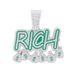 Unisex Jewelry Full Diamond RICH Letter Purse Pendant Men's Trendy Rock Hip Hop Necklace_ipsvogv.com