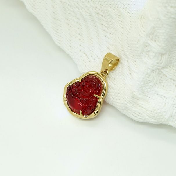 Mini Gold Stainless Steel Smooth Surface Colorful Glass Ornament Big Belly Maitreya Buddha Pendant_ipsvogv.com