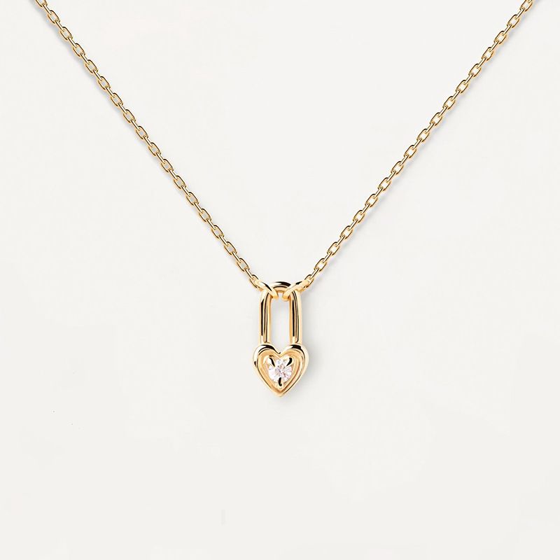 Diamond Lock Heart Key S925 Sterling Silver Necklace Niche Design Sense Light Luxury High End_ipsvogv.com