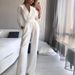 Women's long skirt jumpsuit slanted placket mid-waist temperament commuting jumpsuit_ipsvogv.com