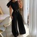 Women's Fashion Solid Color Single Room Petal Sleeve High Waist Temperament Pants Suit For Women_ipsvogv.com