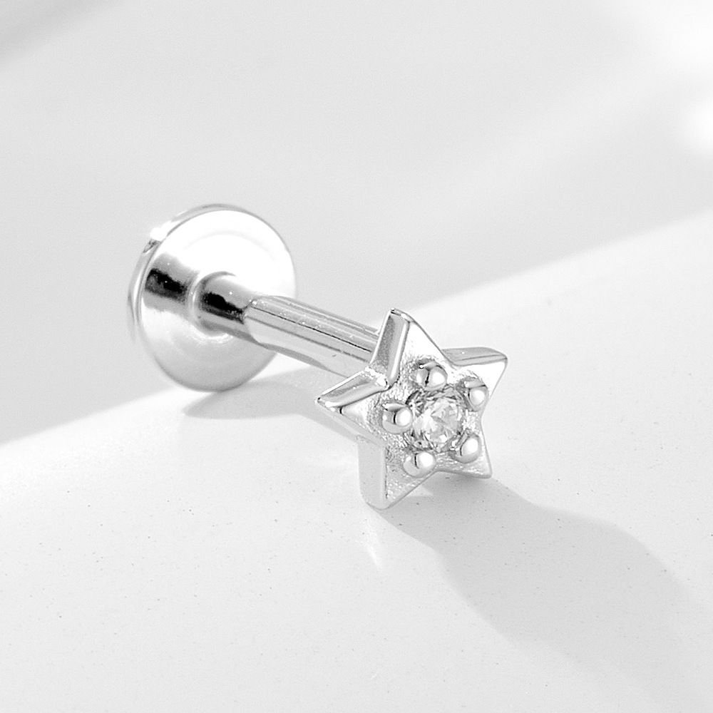 Women's Jewelry 925 Sterling Silver Geometric Diamond Opal Flat Head Thread Body Piercing Earrings Fashion Jewelry_ipsvogv.com