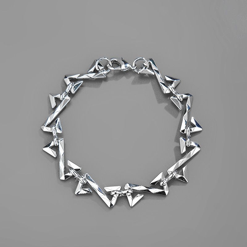 Geometric Z Letter Bracelet Cuban Titanium Steel Non-Fading Hip-Hop Trendy Couple Gift For Boyfriend_ipsvogv.com