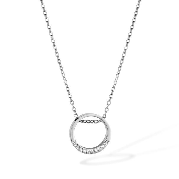 Women's Jewelry Necklace Female Stainless Steel Simple Niche Design Diamond Geometric Circle Titanium Steel Clavicle Chain_ipsvogv.com