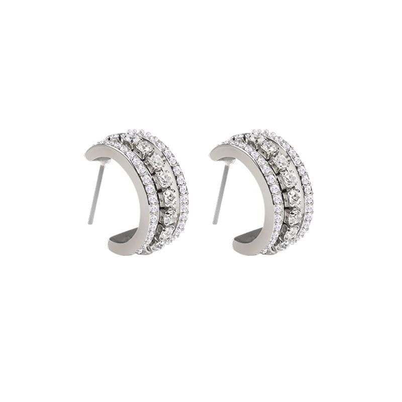 Double Ring Luck Beads Full Diamond Single Ring Earrings For Women Elements Crystal Earrings_ipsvogv.com