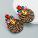 Fashionable And Trendy Exaggerated Earrings, Alloy Colored Rhinestone Polyester Elastic Thread Woven Round Earrings_ipsvogv.com