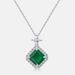 Square cultivated emerald retro pendant S925 silver full inlaid with brilliant colored gemstone pendant light luxury_ipsvogv.com