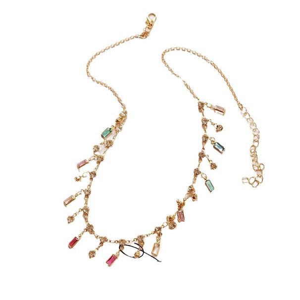 New summer fashion light luxury niche design color fringe zircon collarbone necklace women's jewelry_ipsvogv.com