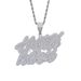 Men's Hustle Hard Pendant Necklace With Zircon Stones - Stylish Letter Design For Trendy Look - Adjustable Chain 51-80cm (Silver/Gold) Zircon Necklace_ipsvogv.com