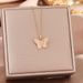 New Micro Inlaid Zirconia Butterfly Pendant Titanium Steel Necklace For Women, Simple And Cold Style Clavicle Chain_ipsvogv.com