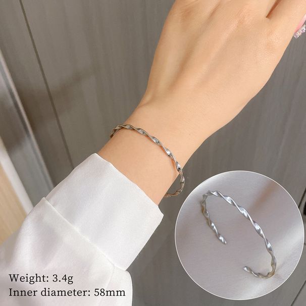 【 Full body titanium 】 Twisted plain ring INS style bracelet, minimalist and fashionable stainless steel bracelet_ipsvogv.com