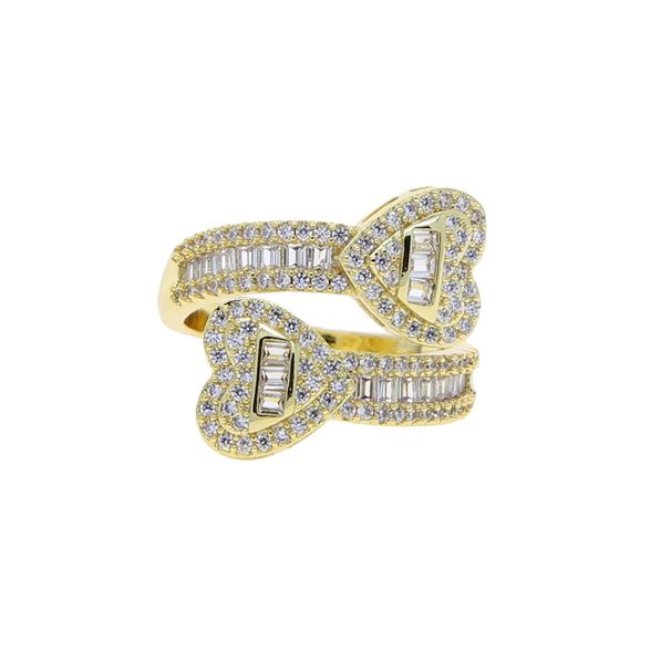 Women's Jewelry Heart-Shaped Open Ring With Zirconia Hip Hop Style, Silver And Gold, Sizes 6-8 Hip Hop New Love Open Ring Inlaid Zircon Ladies Ring_ipsvogv.com
