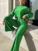 Women's Clothing casual fashion long sleeved hooded sweatshirt wide leg pants two piece set_ipsvogv.com