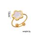 Titanium Steel Grass Lucky Five Leaf Flower Live Ring_ipsvogv.com