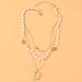 Fashion Multi Layer Pearl Necklace Retro Alloy Diamond Letter Pendant Clavicle Chain Necklace Female_ipsvogv.com