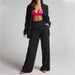Women's Clothing Elegant Solid Color Split Sleeve Lapel Suit Pocket Straight Pants Suit_ipsvogv.com