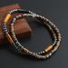 Cylindrical Yellow Tiger Eye Black Chalcedony Natural Stone Beaded Simple Men's Bracelet_ipsvogv.com