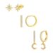 Women’s Jewelry Set Fashion Real Gold Brass Electroplating Temperament Simple Personality Six Pointed Star Inlaid Zircon Earrings Three Piece Set_ipsvogv.com