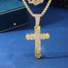 Cross Full Diamond Zinc Alloy Pendant Personalized Trendy Hip Hop Cuban Chain Necklace_ipsvogv.com