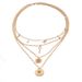 New Fashion Star Cross Pearl Love Geometric Disk Four Layer Necklace_ipsvogv.com