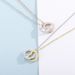Women's Jewelry Diamond Studded Heart Shaped Stainless Steel Two Color Stitching Chinese Valentine's Day Gift Ins Simple Double Ring Clavicle Necklace_ipsvogv.com