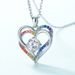 new Rainbow Love Pendant S925 Silver Heart Shaped Ocean Heart Clavicle Chain Heartbeat Fashion_ipsvogv.com