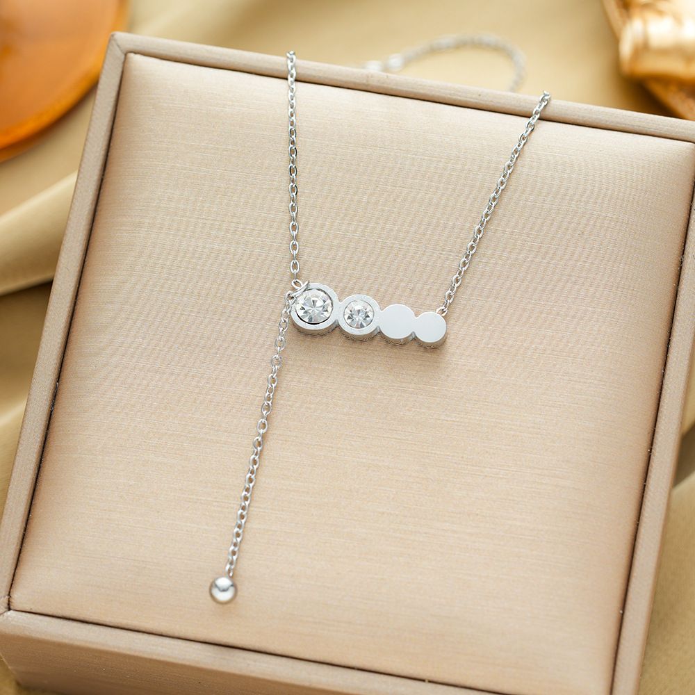 Korean Summer Roman Zircon Whole Body Titanium Steel Genuine Gold Electroplating Extended Necklace Women's Non Fading_ipsvogv.com