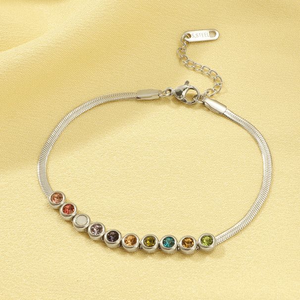 Japanese And Korean Fashion Temperament Flat Snake Bone Colored Diamond Bracelet With High-end Design 2024 New Trendy_ipsvogv.com