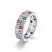 S925 Sterling Silver Exquisite Rainbow Checkerboard Inlaid Zircon Ring INS Fashion Trend Index Finger Ring_ipsvogv.com