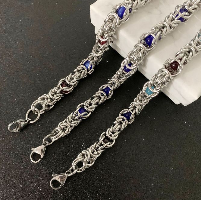 Klein Blue Bead High-End Design Heavy Metal New Bracelet For Men And Women Hip-Hop Punk Motorcycle Accessories_ipsvogv.com