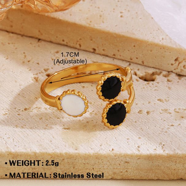 Fashionable And Trendy Stainless Drip Oil Opening Ring, Personalized Hip-hop Genuine Gold Electroplated Titanium Steel_ipsvogv.com