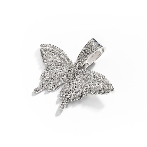 Hip Hop Fashion Versatile Necklace Fashionable Full Diamond Unisex Butterfly Pendant Cuban Chain Jewelry_ipsvogv.com