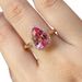 Sanjie Golden Women's Pink Water Drop High Carbon Zircon Diamond Ring_ipsvogv.com