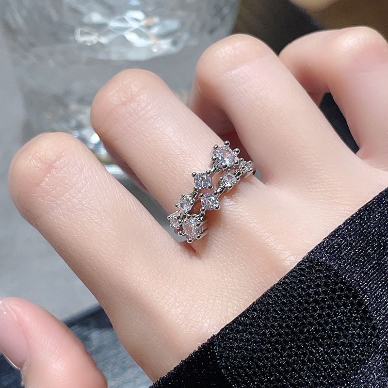 Open Women's New Zircon Ins Style Light Luxury Niche Design Advanced Fashion Personality Exquisite Ring Set_ipsvogv.com