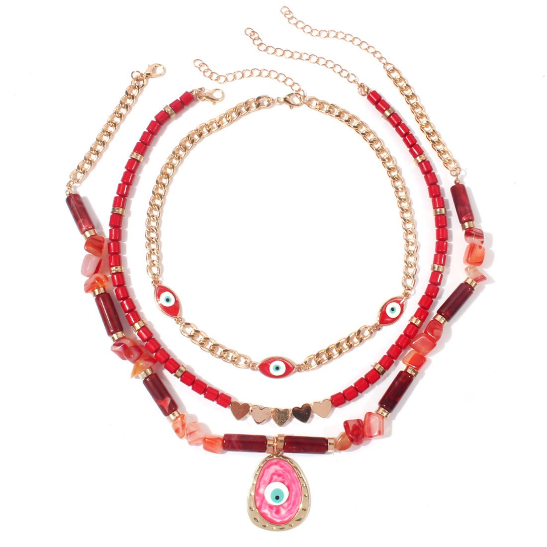 Multi Layer Necklace Exaggerated Retro Devil Eye Clavicle Necklace Jewelry Female_ipsvogv.com