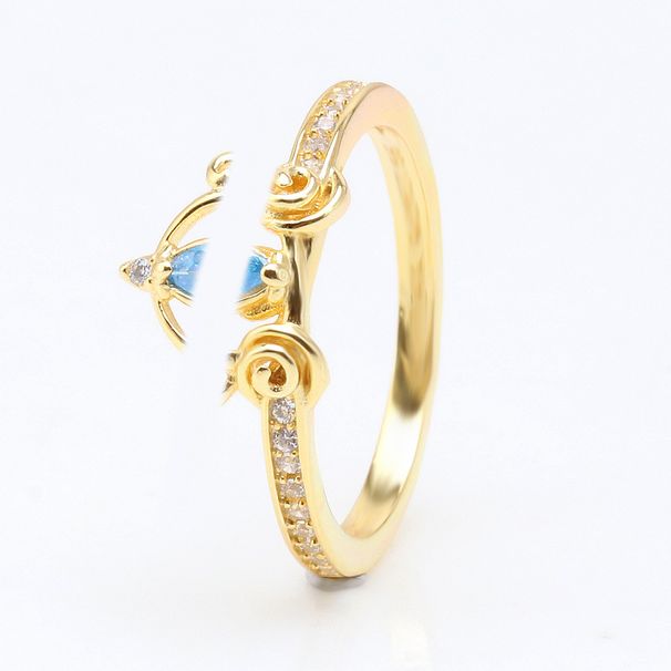 Golden Cinderella Pumpkin Carriage Blue Gemstone Ring Female Light Luxury Crown Crown Female_ipsvogv.com