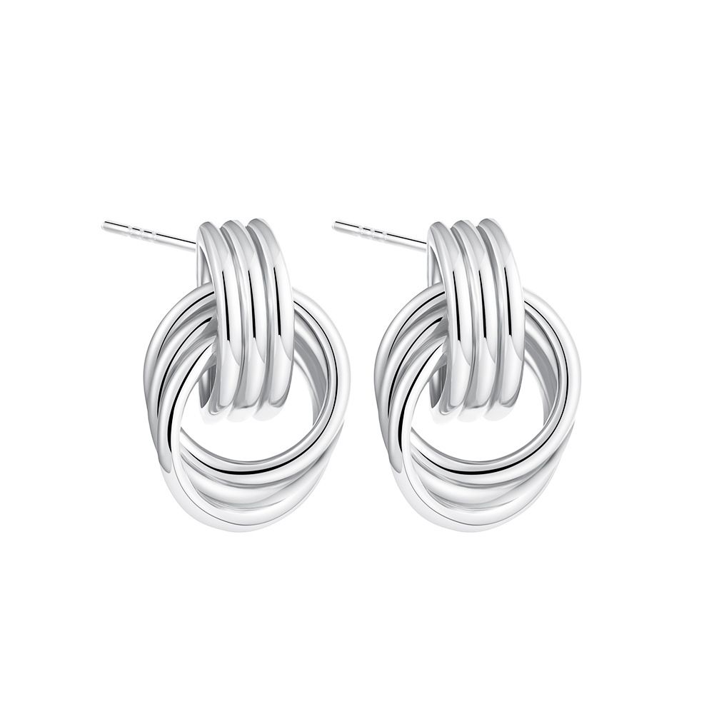 Women’s Jewelry Set Fashion Irregular Gold And Silver Color Matching Earrings Three Dimensional Double Ring Simple Coil Winding Earrings Ear Jewelry_ipsvogv.com