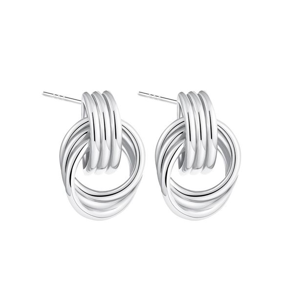 Women’s Jewelry Set Fashion Irregular Gold And Silver Color Matching Earrings Three Dimensional Double Ring Simple Coil Winding Earrings Ear Jewelry_ipsvogv.com