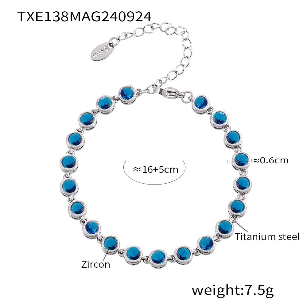 Bohemian Zircon Jewelry Set, Titanium Steel PVD Gold Plated Necklace & Bracelet, Adjustable Multicolor Beads Festival Jewelry For Women_ipsvogv.com