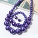 Fashion Simple and Exaggerated Pearl Necklace Three Piece Bride Set 8890_ipsvogv.com