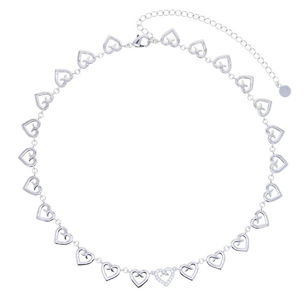 Women's Jewelry Fashion Trend New Hollow Heart Shaped Necklace Hip Hop Micro Inlaid Zircon Ladies Necklace_ipsvogv.com