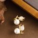 Korean Version Exquisite And Sweet Diamond Inlaid Zircon Pearl Tulip Earrings, Niche Temperament, Personality, High-end_ipsvogv.com