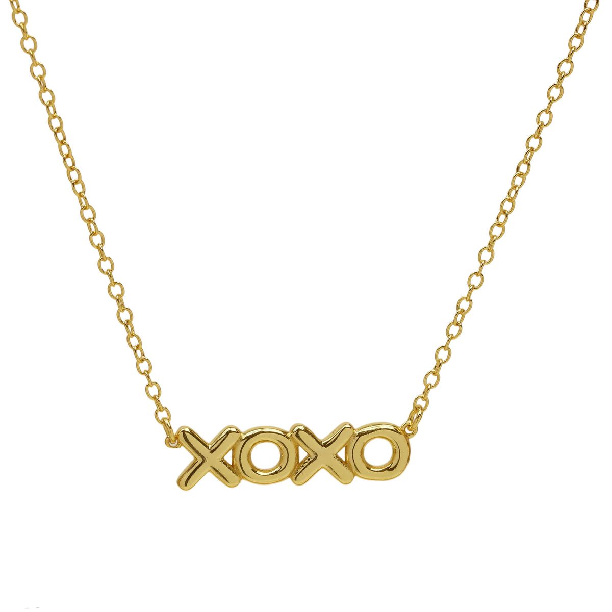 Trendy Ins Style Gold Brass Smooth Bubble Like LOVE MAMA XOXO Pendant Necklace Fashionable_ipsvogv.com