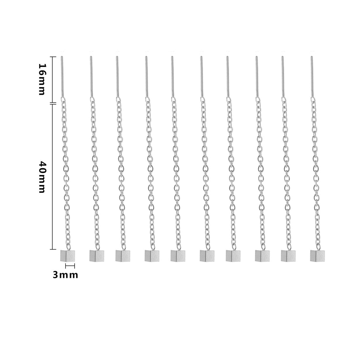 stainless Ear Wire Titanium Steel Women's Side Box Earring Cross Chain DIY Jewelry Accessories_ipsvogv.com