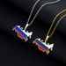 stainless steel Russian map necklace couple style ethnic style popular personality oil drop titanium steel accessories_ipsvogv.com